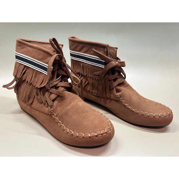 Yoki Gabby 22 Fringe Angle Boots Size 11 Rust NIB - Picture 2 of 6
